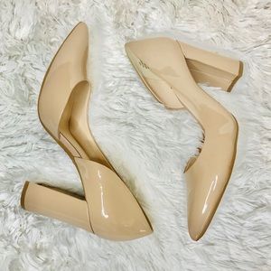 Nine West Nude Chunky Heel Pumps